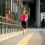Cyndie Allemann does her daily jogging session in the Shiodome district of Tokyo
